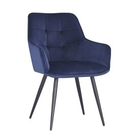 Wyjątkowe, nowoczesne niebieskie krzesło welurowe RITA